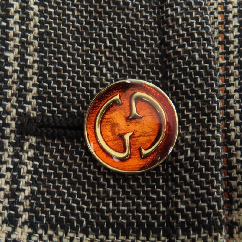 Gucci 22AW 699152 Wool Glencheck Prince Of Wales Belted Coat Brown 36 Made In