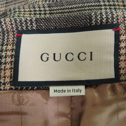 Gucci 22AW 699152 Wool Glencheck Prince Of Wales Belted Coat Brown 36 Made In