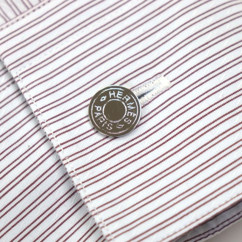Hermes 100% Cotton Striped Pattern Sleeve Serie Buttons Long Sleeves Long
