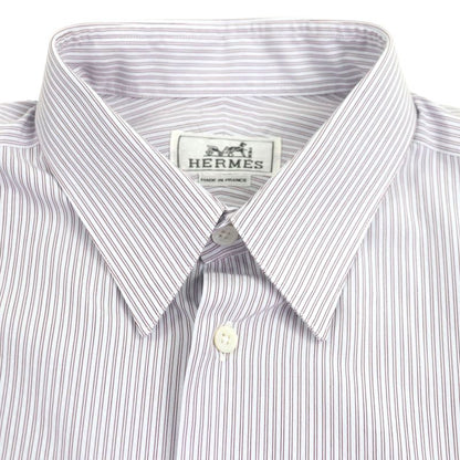 Hermes 100% Cotton Striped Pattern Sleeve Serie Buttons Long Sleeves Long