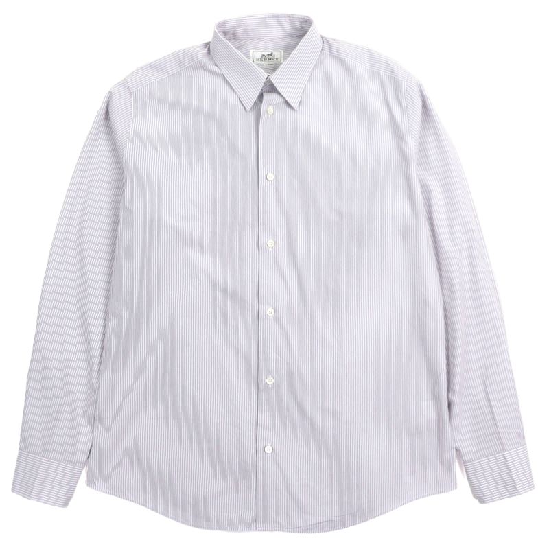 Hermes 100% Cotton Striped Pattern Sleeve Serie Buttons Long Sleeves Long