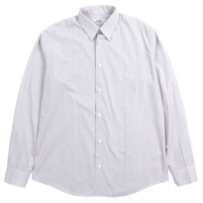 Hermes 100% Cotton Striped Pattern Sleeve Serie Buttons Long Sleeves Long