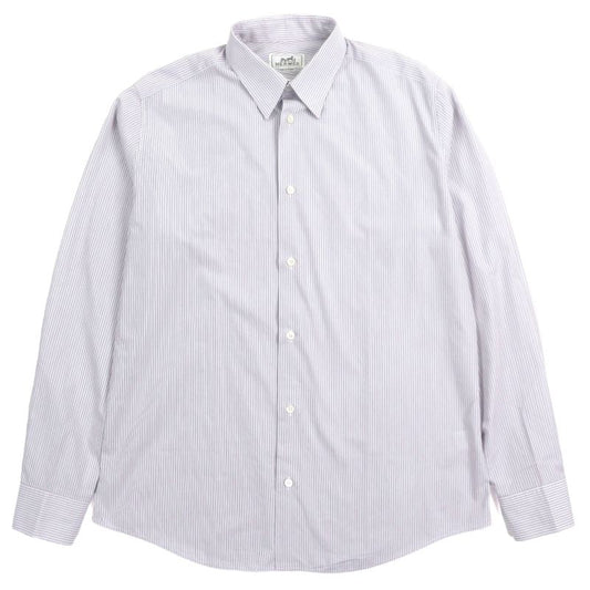 Hermes 100% Cotton Striped Pattern Sleeve Serie Buttons Long Sleeves Long