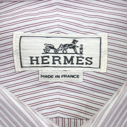 Hermes 100% Cotton Striped Pattern Sleeve Serie Buttons Long Sleeves Long