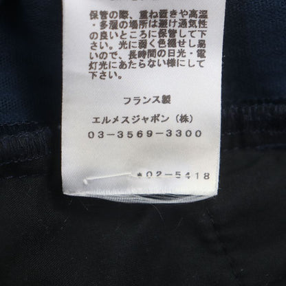 Hermes 100% Cotton Serie Button Fly Leather Corduroy Pants With Patches Navy