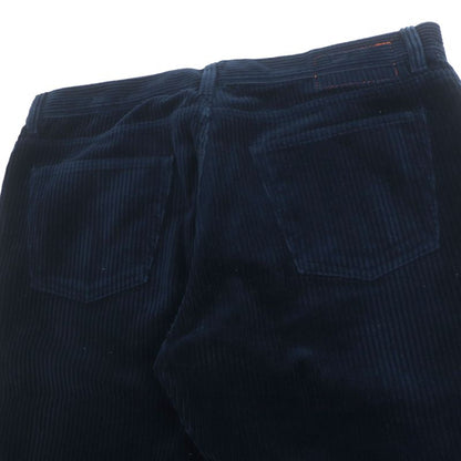 Hermes 100% Cotton Serie Button Fly Leather Corduroy Pants With Patches Navy