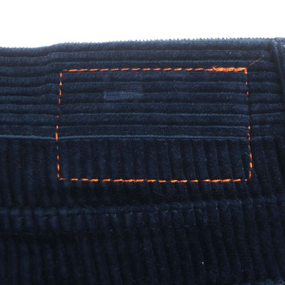 Hermes 100% Cotton Serie Button Fly Leather Corduroy Pants With Patches Navy