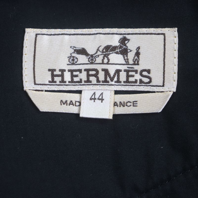 Hermes 100% Cotton Serie Button Fly Leather Corduroy Pants With Patches Navy