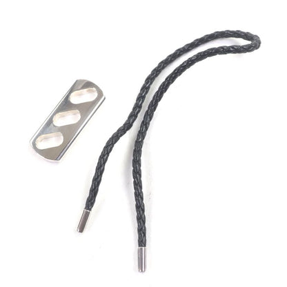 Hermes Ag925 Leather Braided Design Charm Key Holder Black With Silver Box