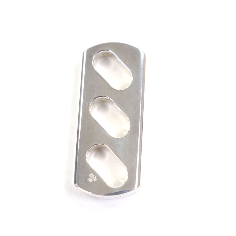 Hermes Ag925 Leather Braided Design Charm Key Holder Black With Silver Box