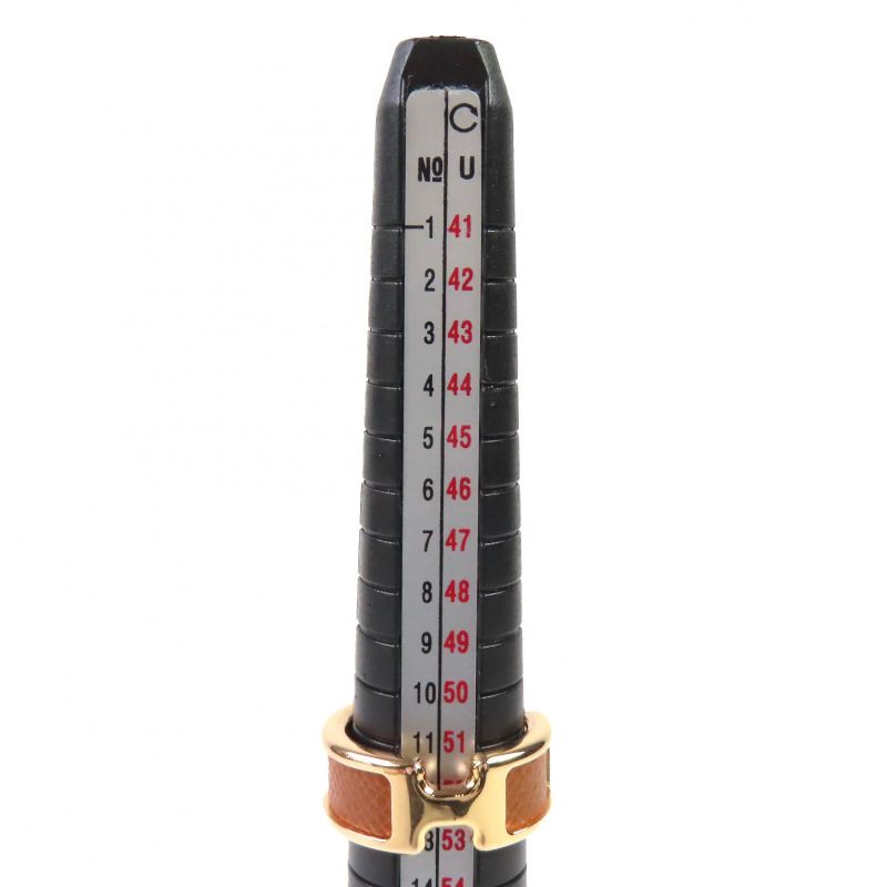 Hermes Ring Olympe PM Leather Gold Hardware Ring Brown S Size 12 Equivalent