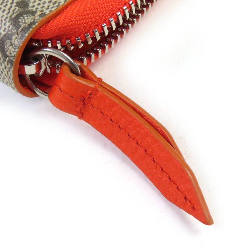 Gucci 822051 GG Canvas Leather Use Round Zip Wallet Long Wallet Current Beige