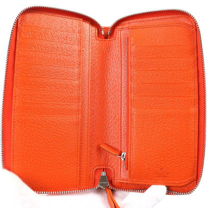 Gucci 822051 GG Canvas Leather Use Round Zip Wallet Long Wallet Current Beige