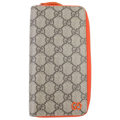 Gucci 822051 GG Canvas Leather Use Round Zip Wallet Long Wallet Current Beige