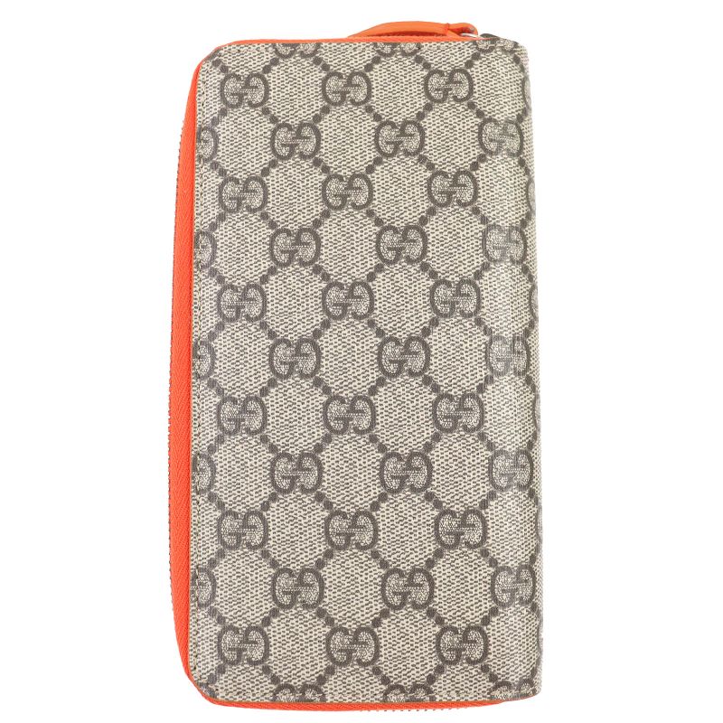 Gucci 822051 GG Canvas Leather Use Round Zip Wallet Long Wallet Current Beige