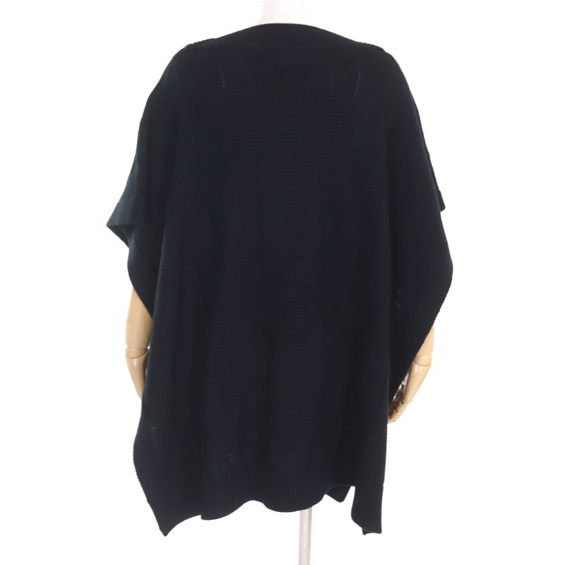 Hermes 4e2904d3 H Rectangular Cape Poncho 100% Virgin Wool H Pattern Cable-knit