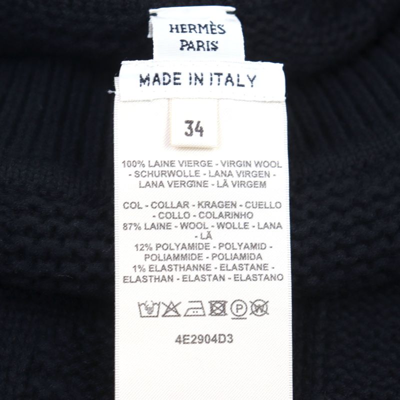 Hermes 4e2904d3 H Rectangular Cape Poncho 100% Virgin Wool H Pattern Cable-knit