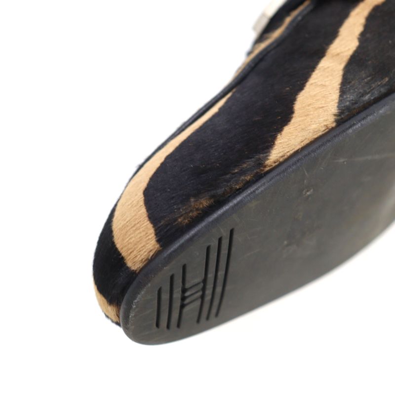 Hermes 2021 212248z Halaco H Metal Zebra Pattern Moccasin Loafers Camel Black