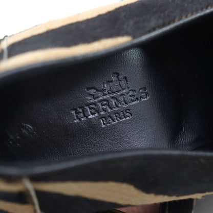 Hermes 2021 212248z Halaco H Metal Zebra Pattern Moccasin Loafers Camel Black
