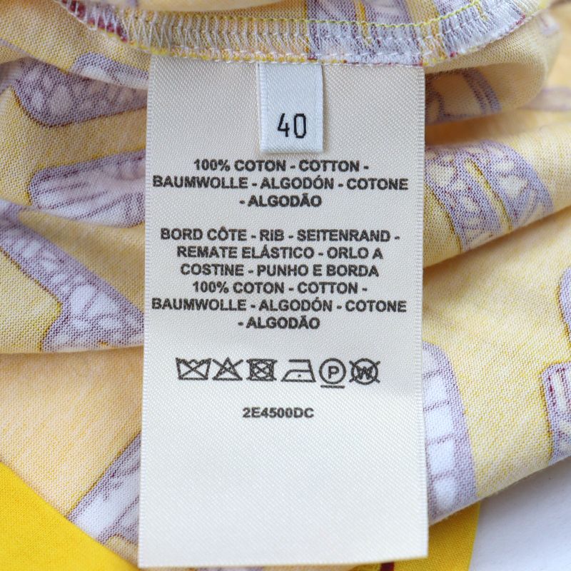 Hermes 2e4500dc 100% Cotton Crew Neck T-shirt Dress Yellow All Over Pattern 40