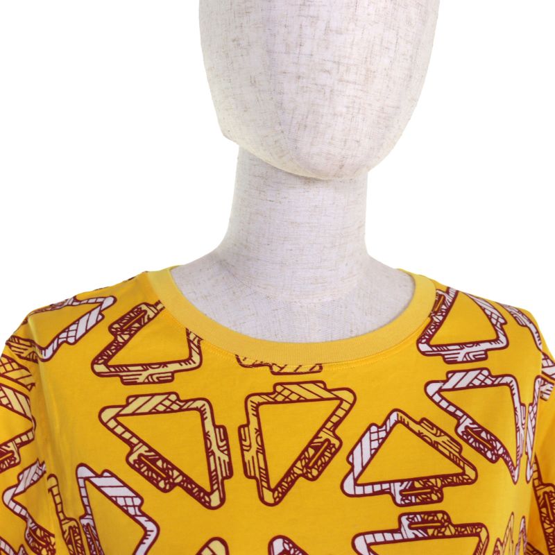Hermes 2e4500dc 100% Cotton Crew Neck T-shirt Dress Yellow All Over Pattern 40