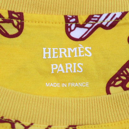 Hermes 2e4500dc 100% Cotton Crew Neck T-shirt Dress Yellow All Over Pattern 40