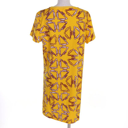 Hermes 2e4500dc 100% Cotton Crew Neck T-shirt Dress Yellow All Over Pattern 40