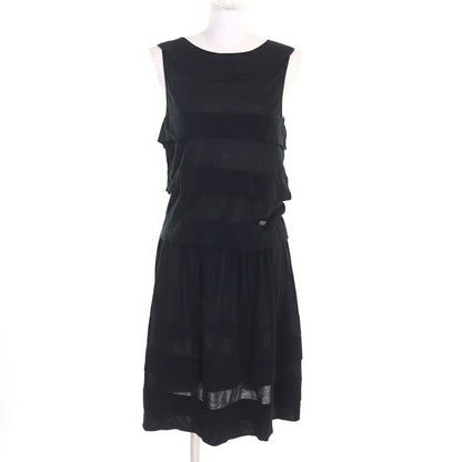 CHANEL 06P P28522 Karl Lagerfeld Period Coco Mark Part Tiered Sleeveless Dress
