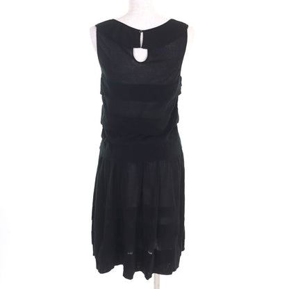 CHANEL 06P P28522 Karl Lagerfeld Period Coco Mark Part Tiered Sleeveless Dress