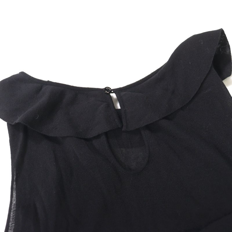 CHANEL 06P P28522 Karl Lagerfeld Period Coco Mark Part Tiered Sleeveless Dress