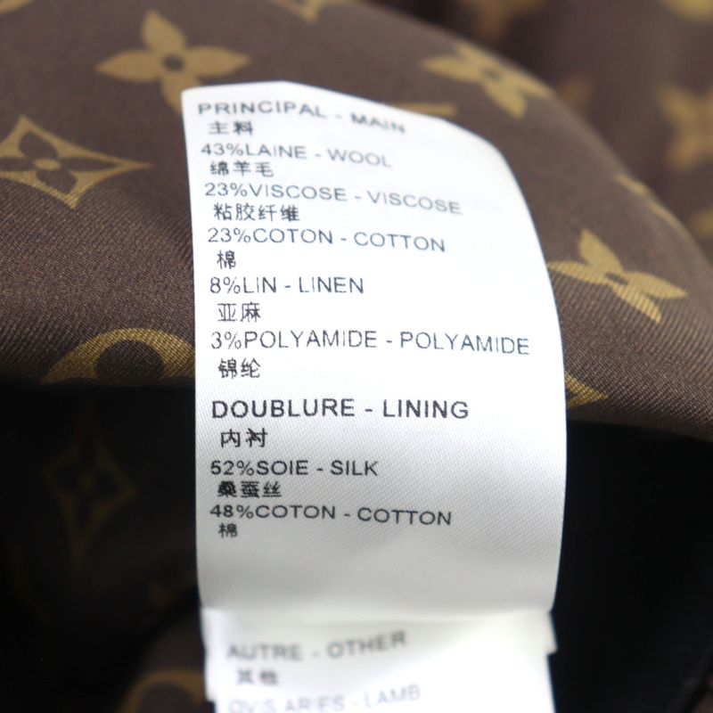 Louis Vuitton 2023 Fpdr64 Wool Logo Button LV Logo Tweed Leather Switched Dress