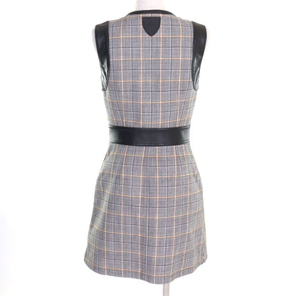 Louis Vuitton 2023 Fpdr64 Wool Logo Button LV Logo Tweed Leather Switched Dress