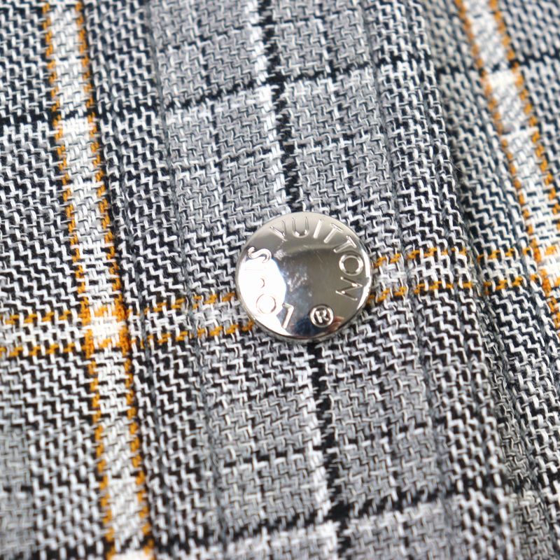 Louis Vuitton 2023 Fpdr64 Wool Logo Button LV Logo Tweed Leather Switched Dress