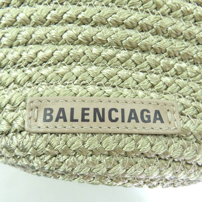 Balenciaga 695612 Ibiza Small 2-way Basket Bag With Logo Patch Khaki Storage