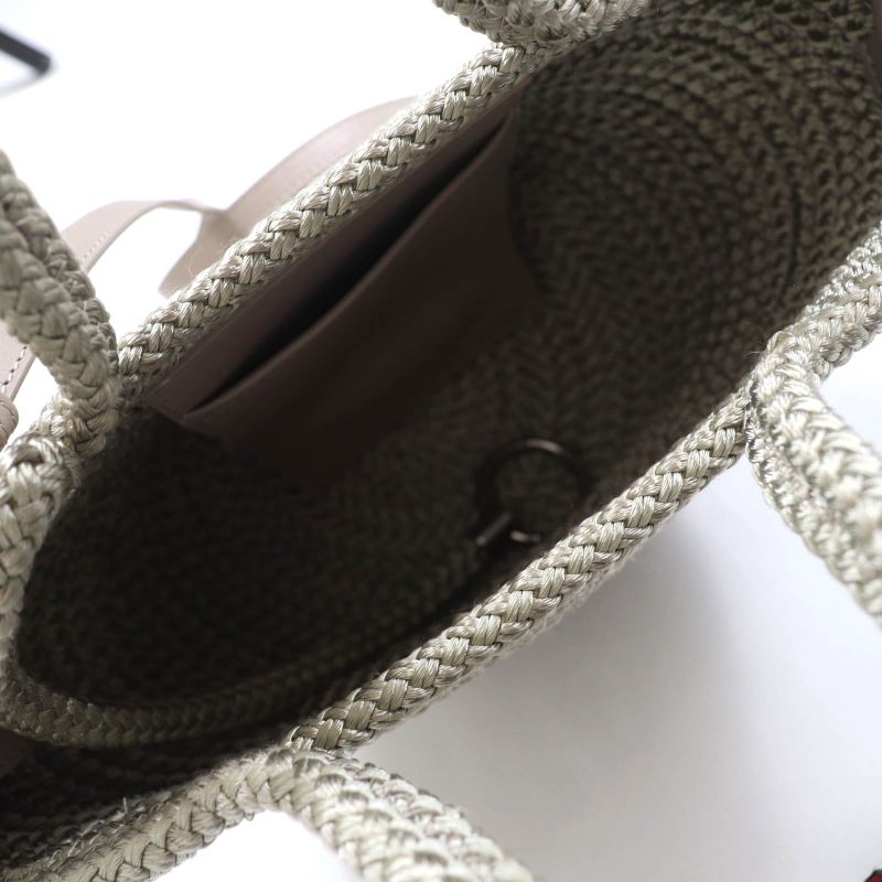 Balenciaga 695612 Ibiza Small 2-way Basket Bag With Logo Patch Khaki Storage