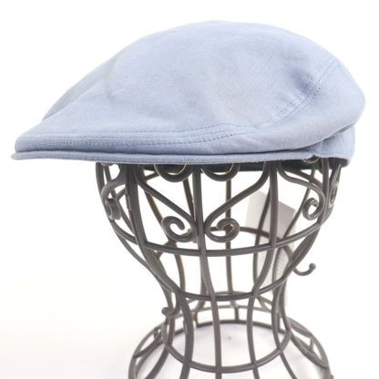 Hermes 100% Linen Calfskin Leather Belted Hunting Hat BLEU Grise 58 Made In