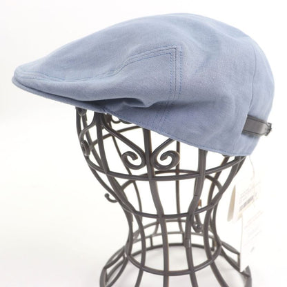 Hermes 100% Linen Calfskin Leather Belted Hunting Hat BLEU Grise 58 Made In
