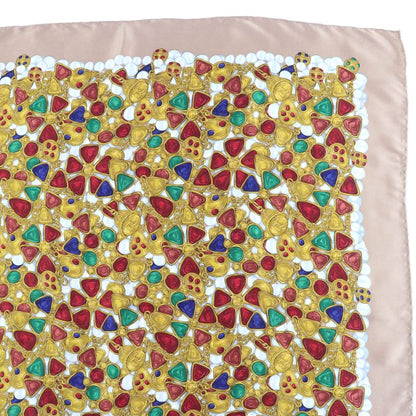 CHANEL 100% Silk Gripore Coco Mark Allover Design Scarf Multicolor Made In