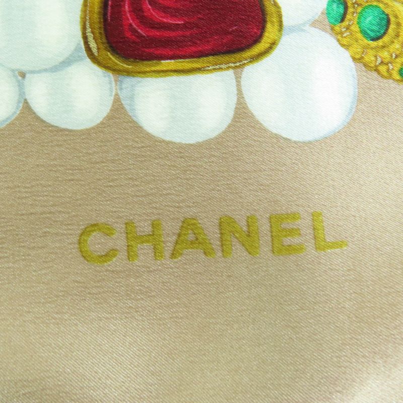 CHANEL 100% Silk Gripore Coco Mark Allover Design Scarf Multicolor Made In