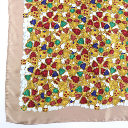 CHANEL 100% Silk Gripore Coco Mark Allover Design Scarf Multicolor Made In