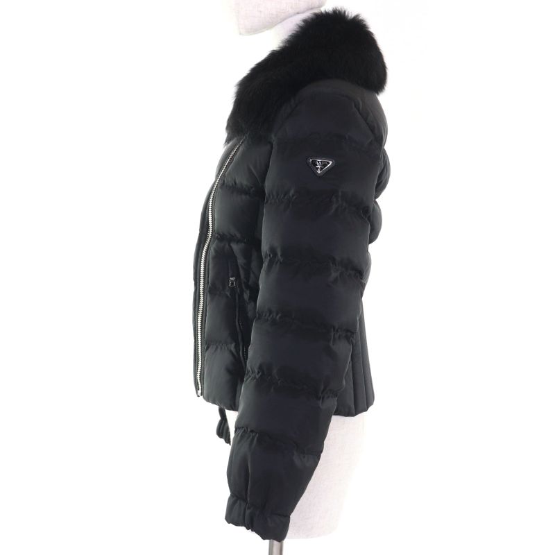 Prada 2020 29y510 Collar Lamb Fur With Triangle Logo Plate Short Length Down