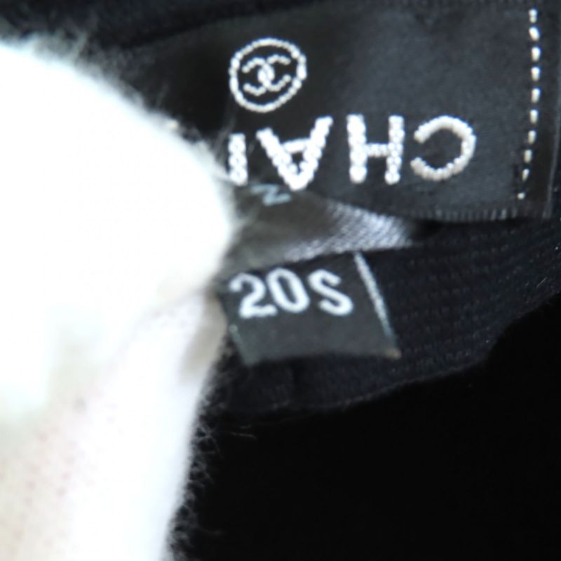 CHANEL 20S Rabbit Hair Coco Mark Hardware With Ribbon Polar Hat Black M With
