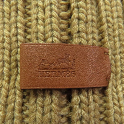 Hermes Clicq Caisse Noué 100% Cashmere Leather Knitted Cap With Logo Patch