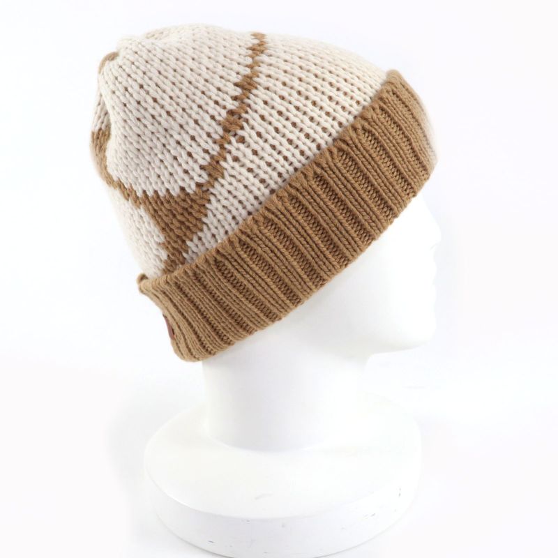 Hermes Clicq Caisse Noué 100% Cashmere Leather Knitted Cap With Logo Patch