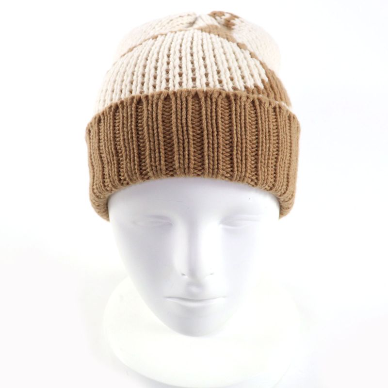 Hermes Clicq Caisse Noué 100% Cashmere Leather Knitted Cap With Logo Patch