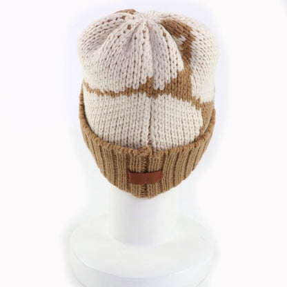 Hermes Clicq Caisse Noué 100% Cashmere Leather Knitted Cap With Logo Patch