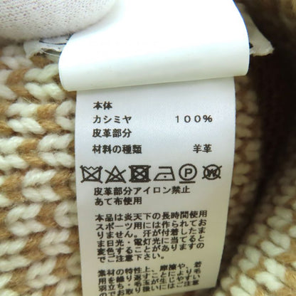 Hermes Clicq Caisse Noué 100% Cashmere Leather Knitted Cap With Logo Patch