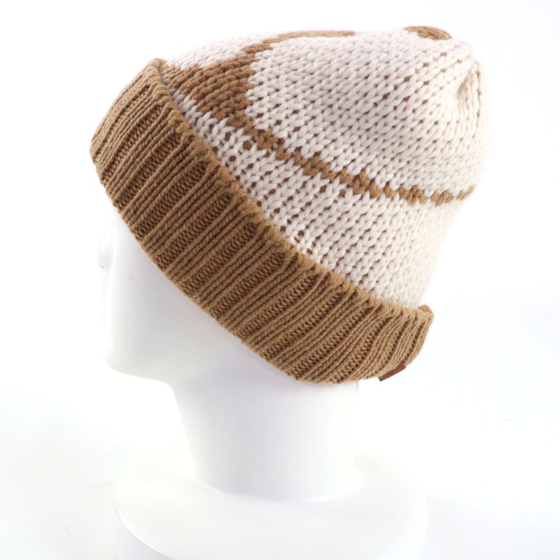 Hermes Clicq Caisse Noué 100% Cashmere Leather Knitted Cap With Logo Patch