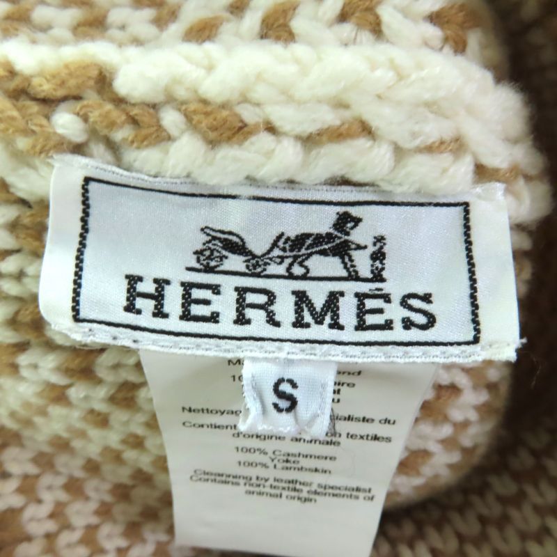 Hermes Clicq Caisse Noué 100% Cashmere Leather Knitted Cap With Logo Patch