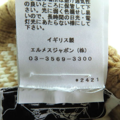 Hermes Clicq Caisse Noué 100% Cashmere Leather Knitted Cap With Logo Patch